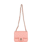 Mini Square Flap Pink Lambskin Light Gold Hardware