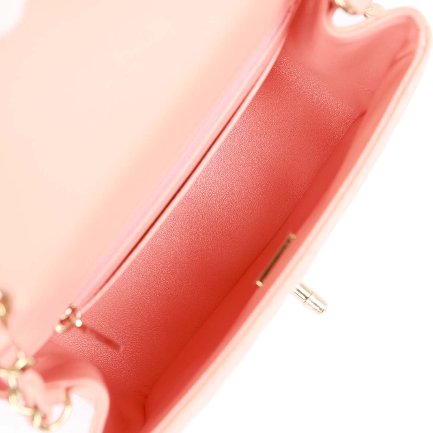 Mini Square Flap Pink Lambskin Light Gold Hardware