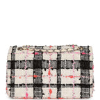 Medium Classic Double Flap Bag White, Black, and Pink Tweed Silver Hardware