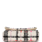 Medium Classic Double Flap Bag White, Black, and Pink Tweed Silver Hardware