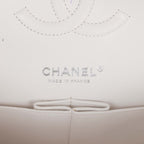 Medium Classic Double Flap Bag White, Black, and Pink Tweed Silver Hardware