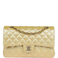 Medium Classic Double Flap Bag Yellow Iridescent Caviar Light Gold Hardware