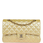 Medium Classic Double Flap Bag Yellow Iridescent Caviar Light Gold Hardware