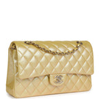 Medium Classic Double Flap Bag Yellow Iridescent Caviar Light Gold Hardware