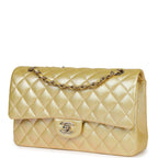 Medium Classic Double Flap Bag Yellow Iridescent Caviar Light Gold Hardware