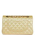 Medium Classic Double Flap Bag Yellow Iridescent Caviar Light Gold Hardware
