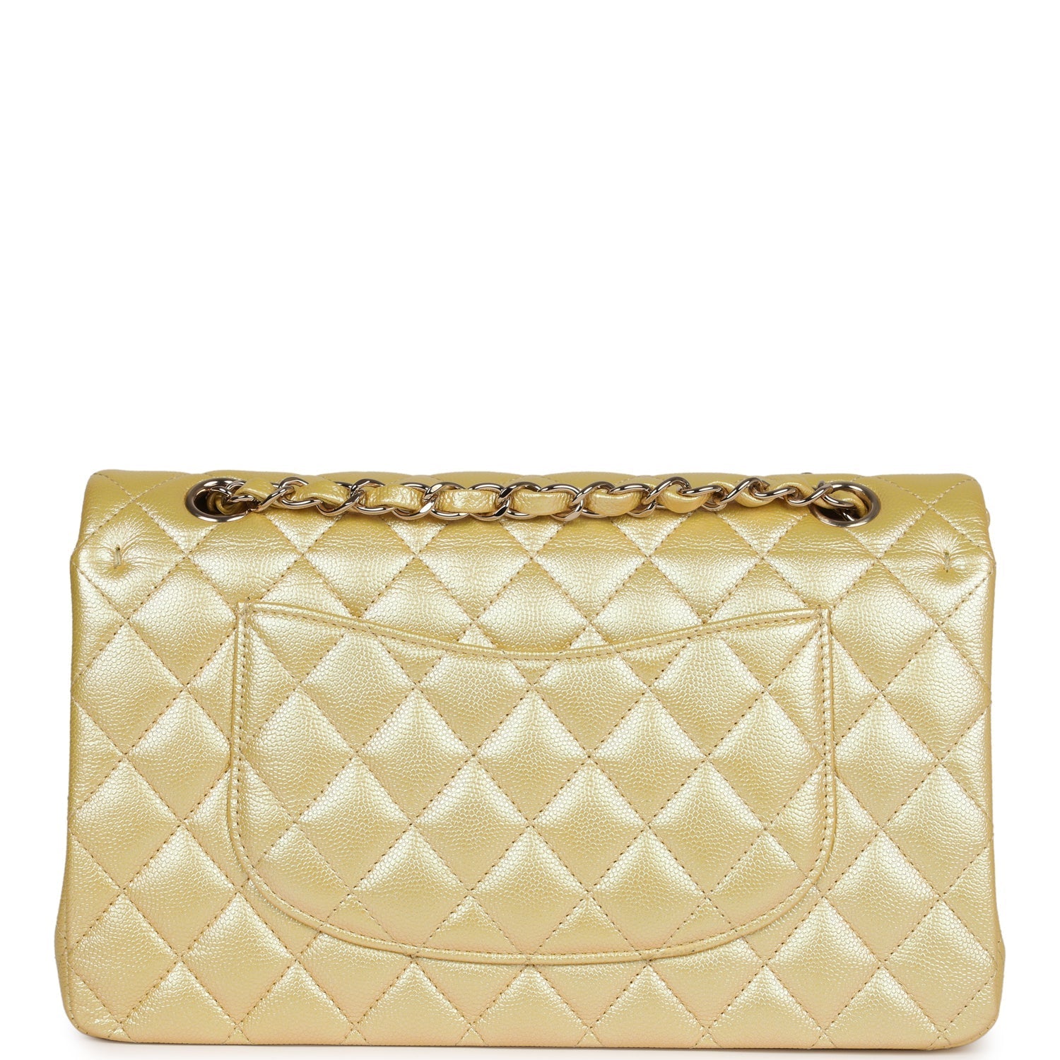 Medium Classic Double Flap Bag Yellow Iridescent Caviar Light Gold Hardware