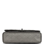 Medium Classic Double Flap Bag Metallic Grey Lambskin Silver Hardware