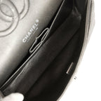 Medium Classic Double Flap Bag Metallic Grey Lambskin Silver Hardware