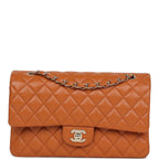 Medium Classic Double Flap Bag Caramel Shiny Caviar Light Gold Hardware