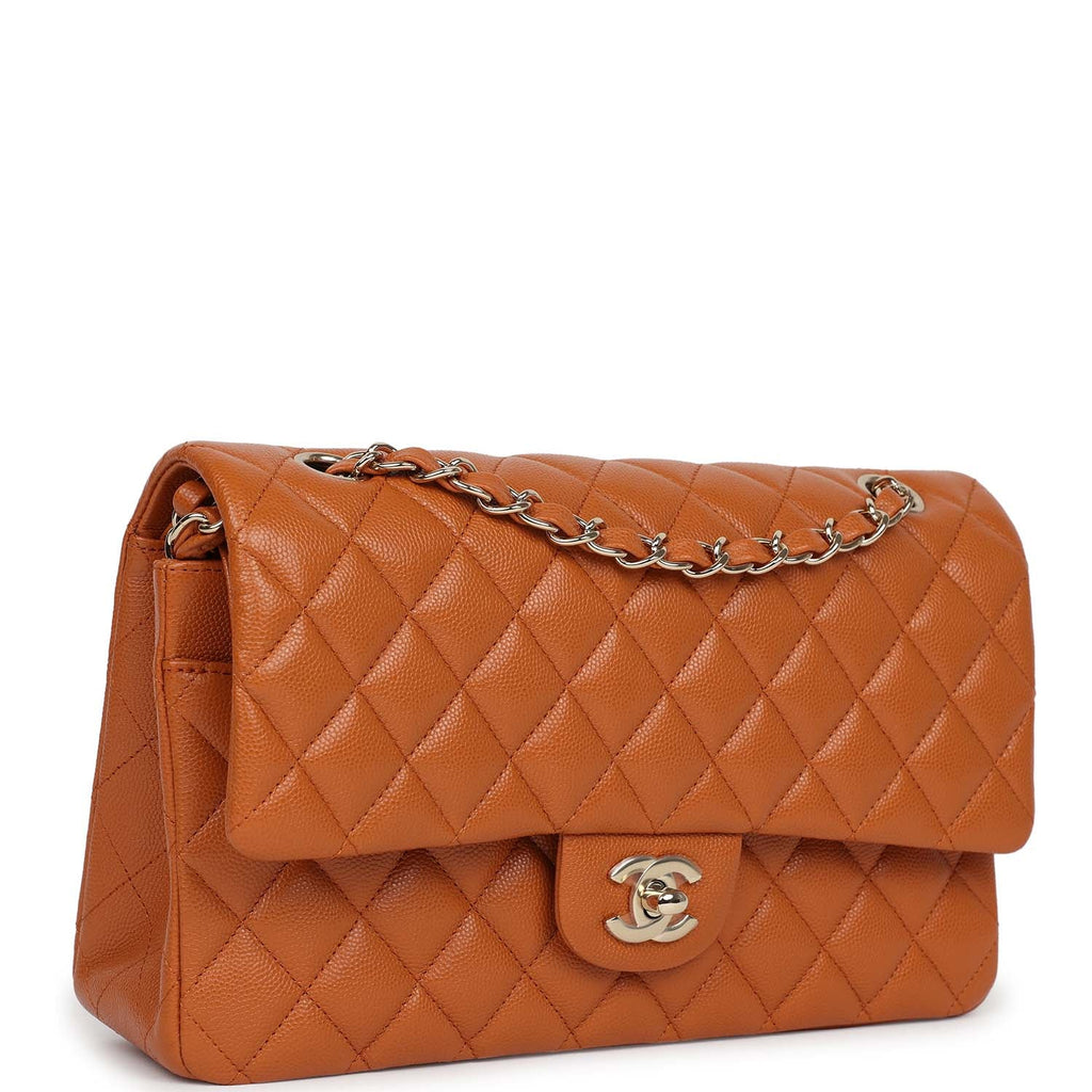 Medium Classic Double Flap Bag Caramel Shiny Caviar Light Gold Hardware