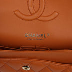 Medium Classic Double Flap Bag Caramel Shiny Caviar Light Gold Hardware