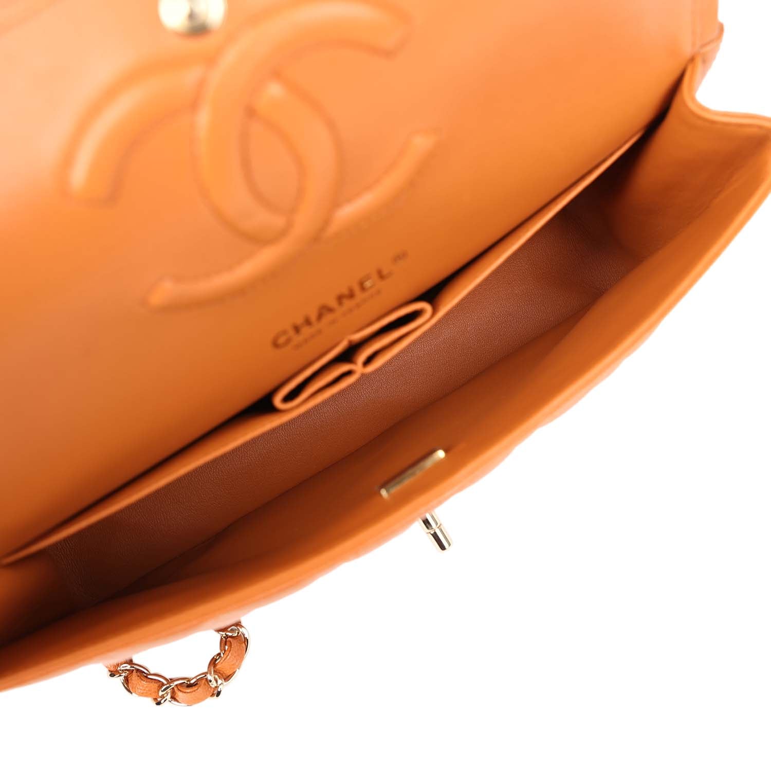Medium Classic Double Flap Bag Caramel Shiny Caviar Light Gold Hardware