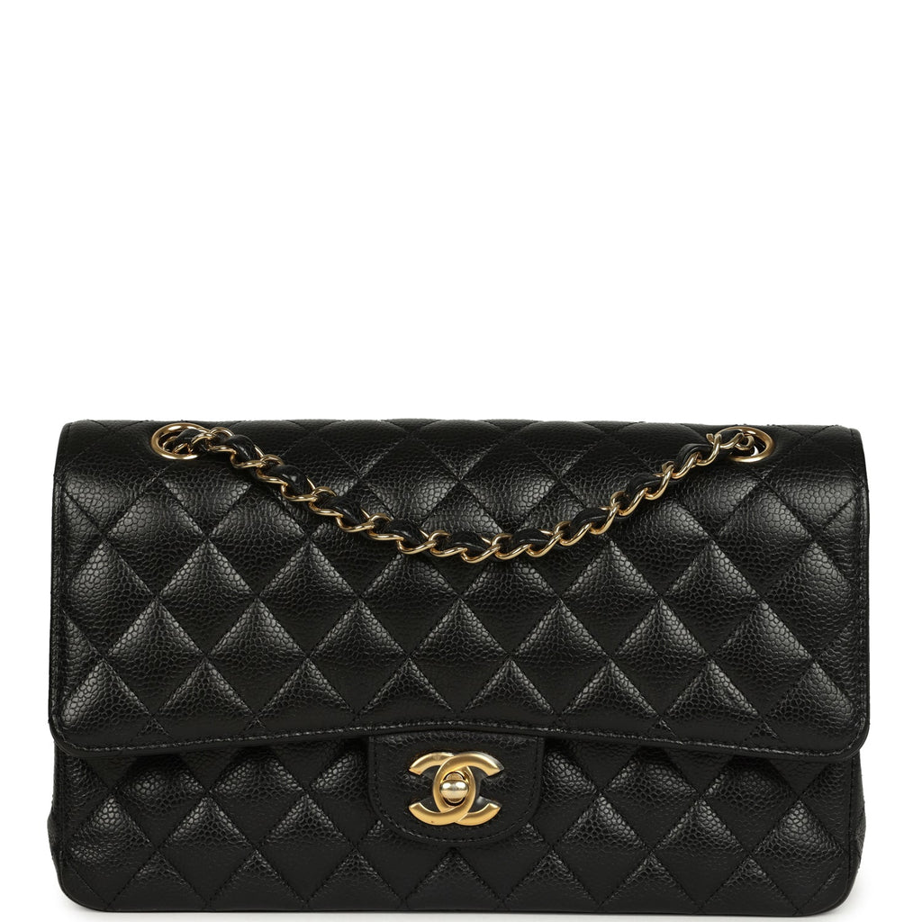 Medium Classic Double Flap Black Caviar Gold Hardware