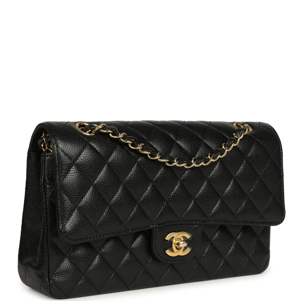 Medium Classic Double Flap Black Caviar Gold Hardware