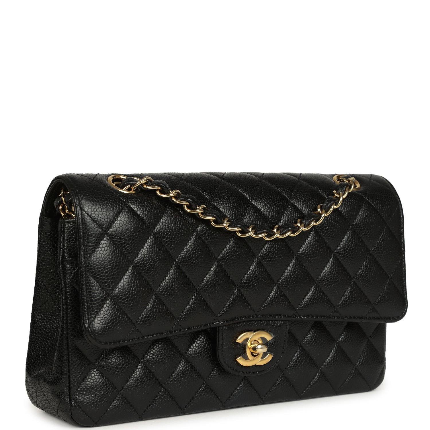 Medium Classic Double Flap Black Caviar Gold Hardware