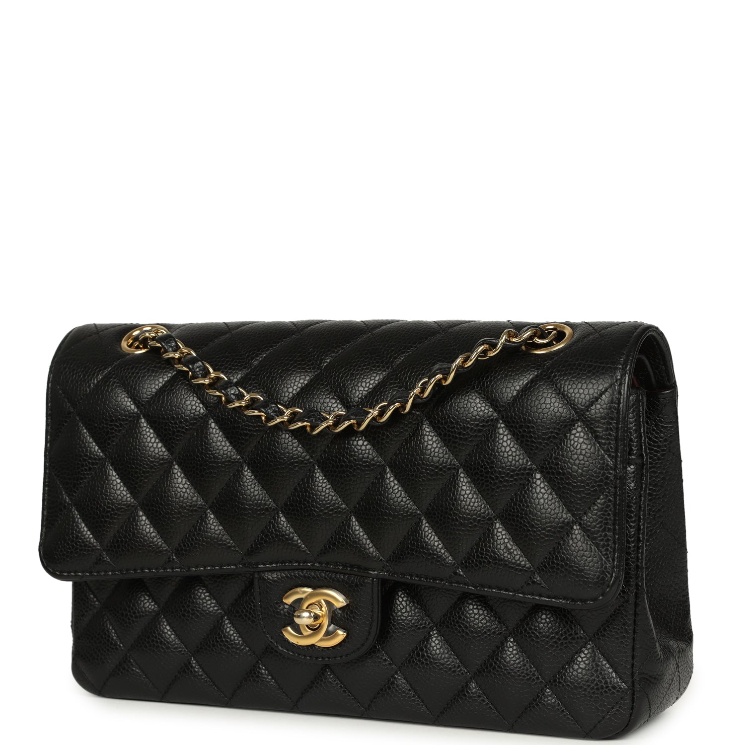 Medium Classic Double Flap Black Caviar Gold Hardware