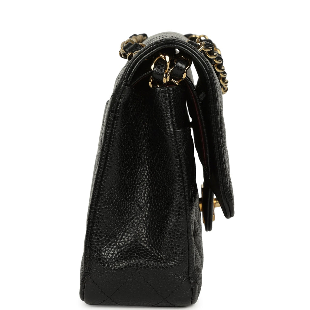 Medium Classic Double Flap Black Caviar Gold Hardware