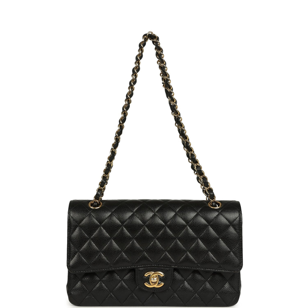 Medium Classic Double Flap Black Caviar Gold Hardware
