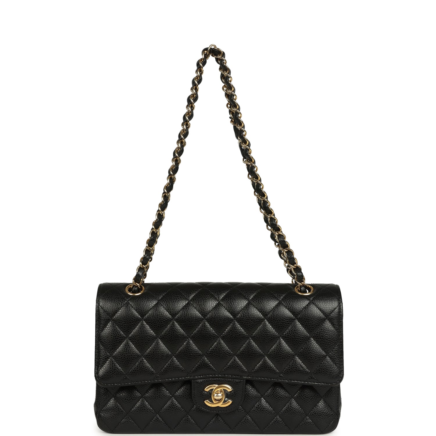 Medium Classic Double Flap Black Caviar Gold Hardware
