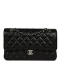Medium Classic Double Flap Black Caviar Silver Hardware