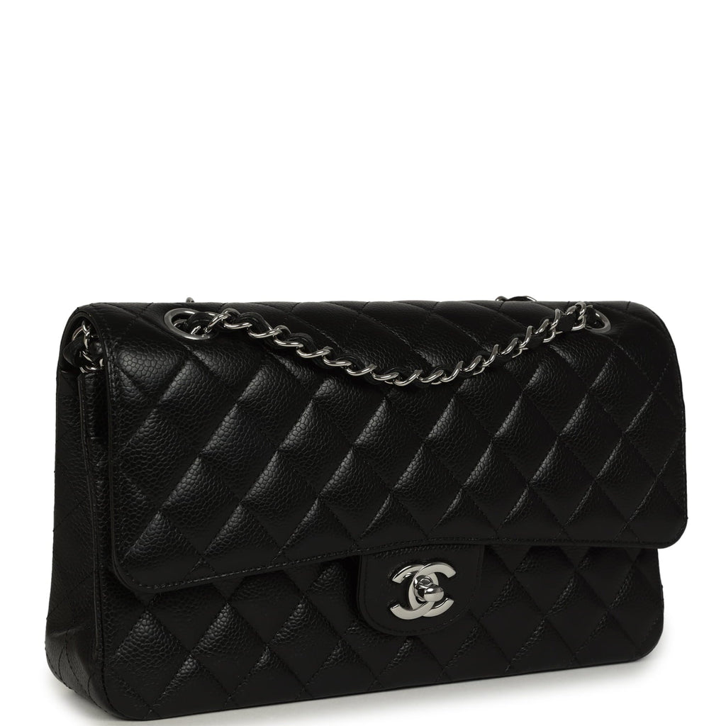 Medium Classic Double Flap Black Caviar Silver Hardware