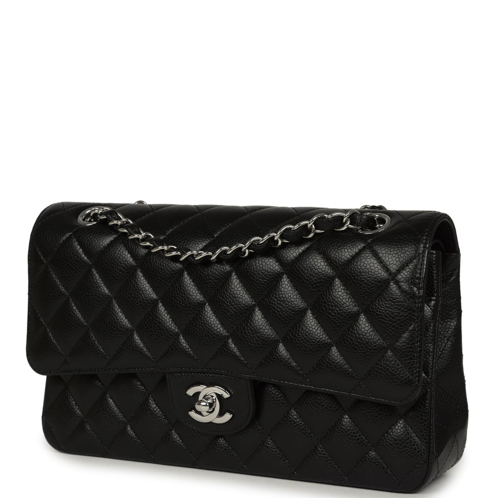 Medium Classic Double Flap Black Caviar Silver Hardware