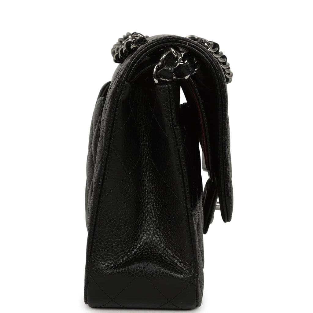 Medium Classic Double Flap Black Caviar Silver Hardware