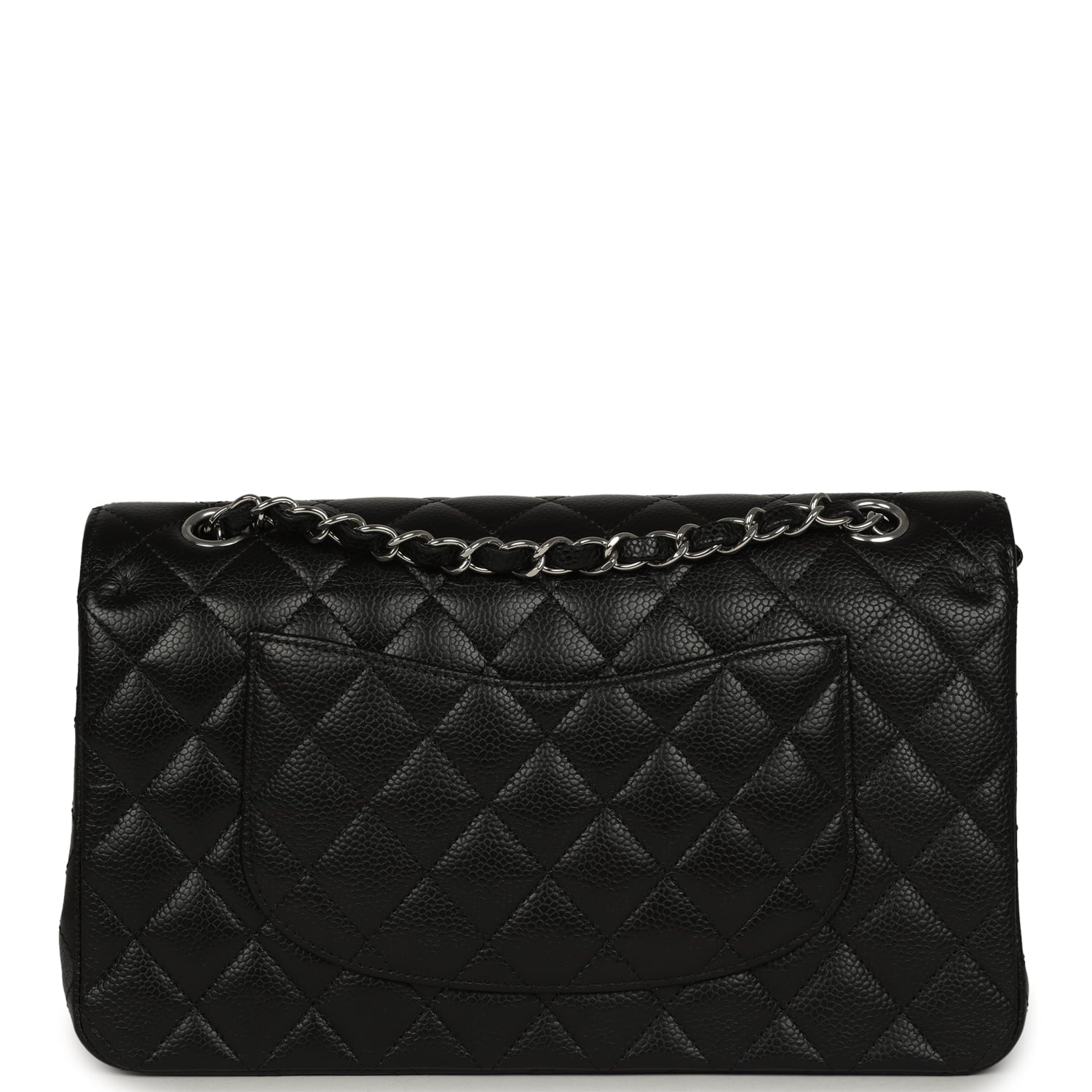 Medium Classic Double Flap Black Caviar Silver Hardware