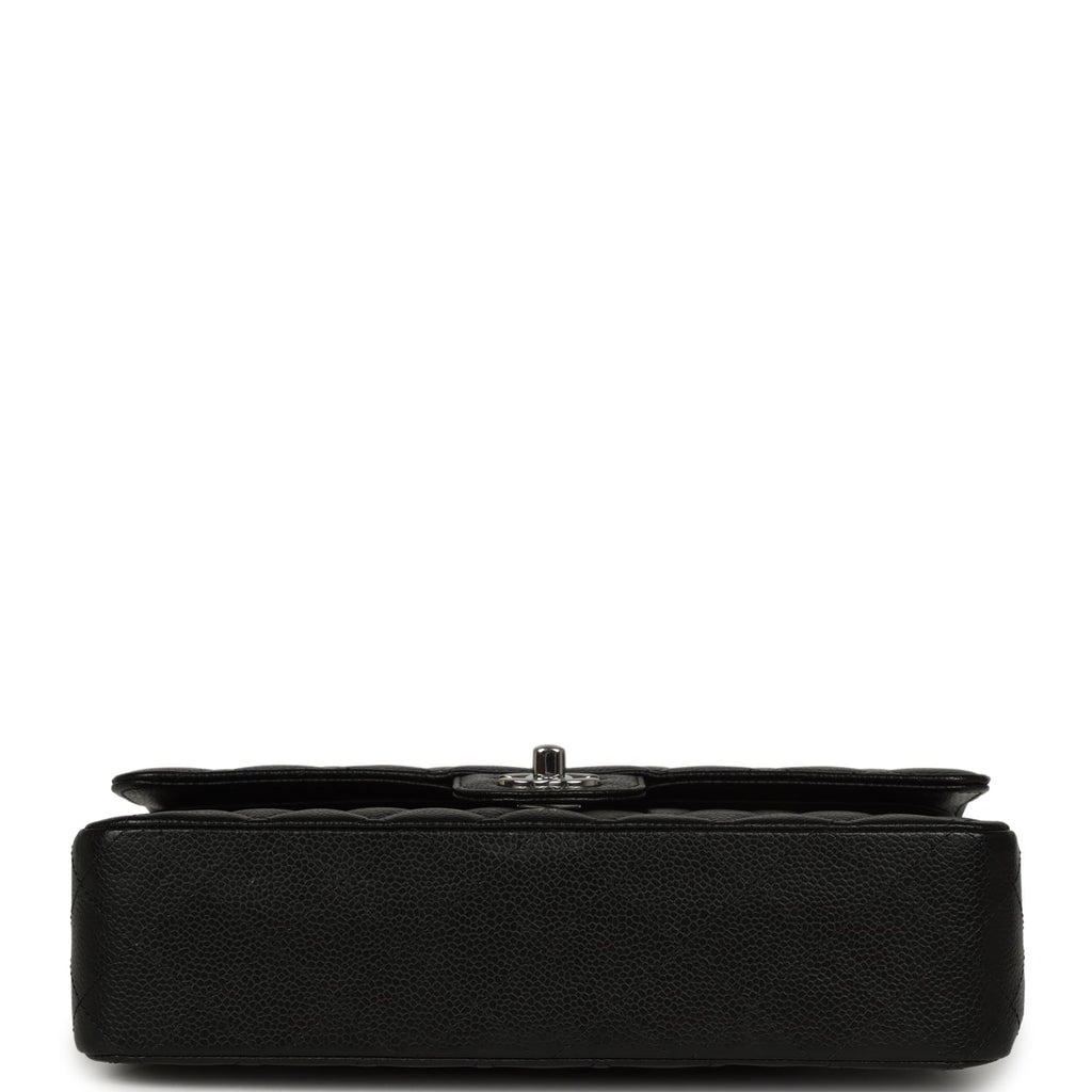 Medium Classic Double Flap Black Caviar Silver Hardware