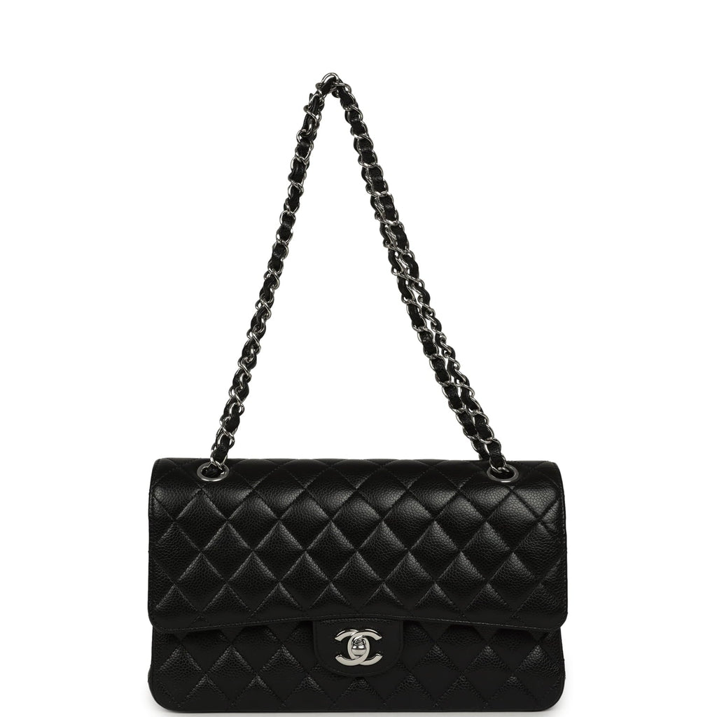 Medium Classic Double Flap Black Caviar Silver Hardware