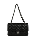 Medium Classic Double Flap Black Caviar Silver Hardware