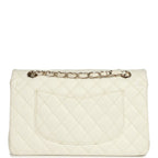 Medium Classic Double Flap White Caviar Light Gold Hardware
