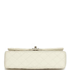 Medium Classic Double Flap White Caviar Light Gold Hardware