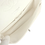 Medium Classic Double Flap White Shiny Caviar Silver Hardware