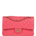 Medium Classic Double Flap Bag Dark Pink Shiny Caviar Gold Hardware