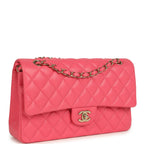 Medium Classic Double Flap Bag Dark Pink Shiny Caviar Gold Hardware