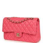 Medium Classic Double Flap Bag Dark Pink Shiny Caviar Gold Hardware