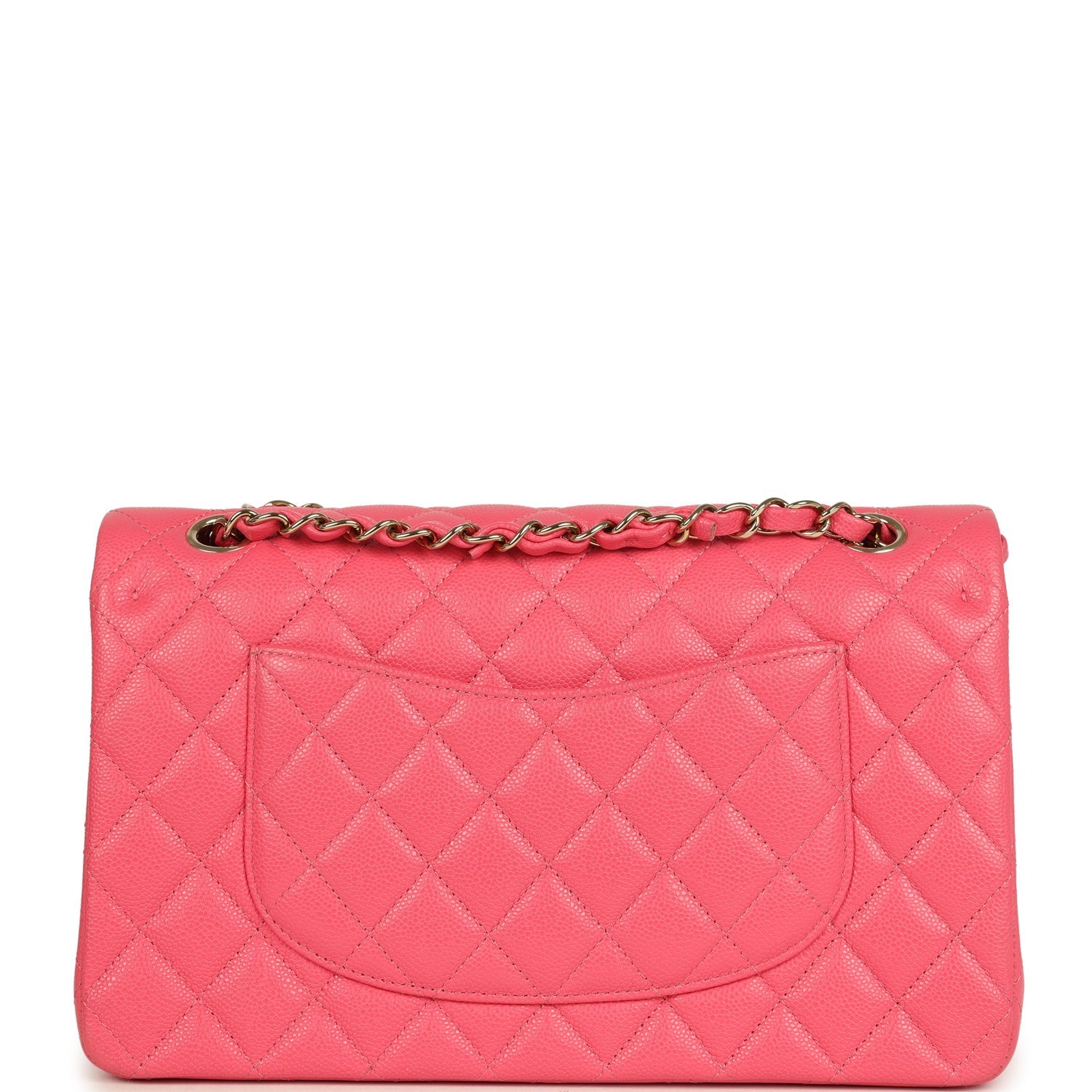 Medium Classic Double Flap Bag Dark Pink Shiny Caviar Gold Hardware