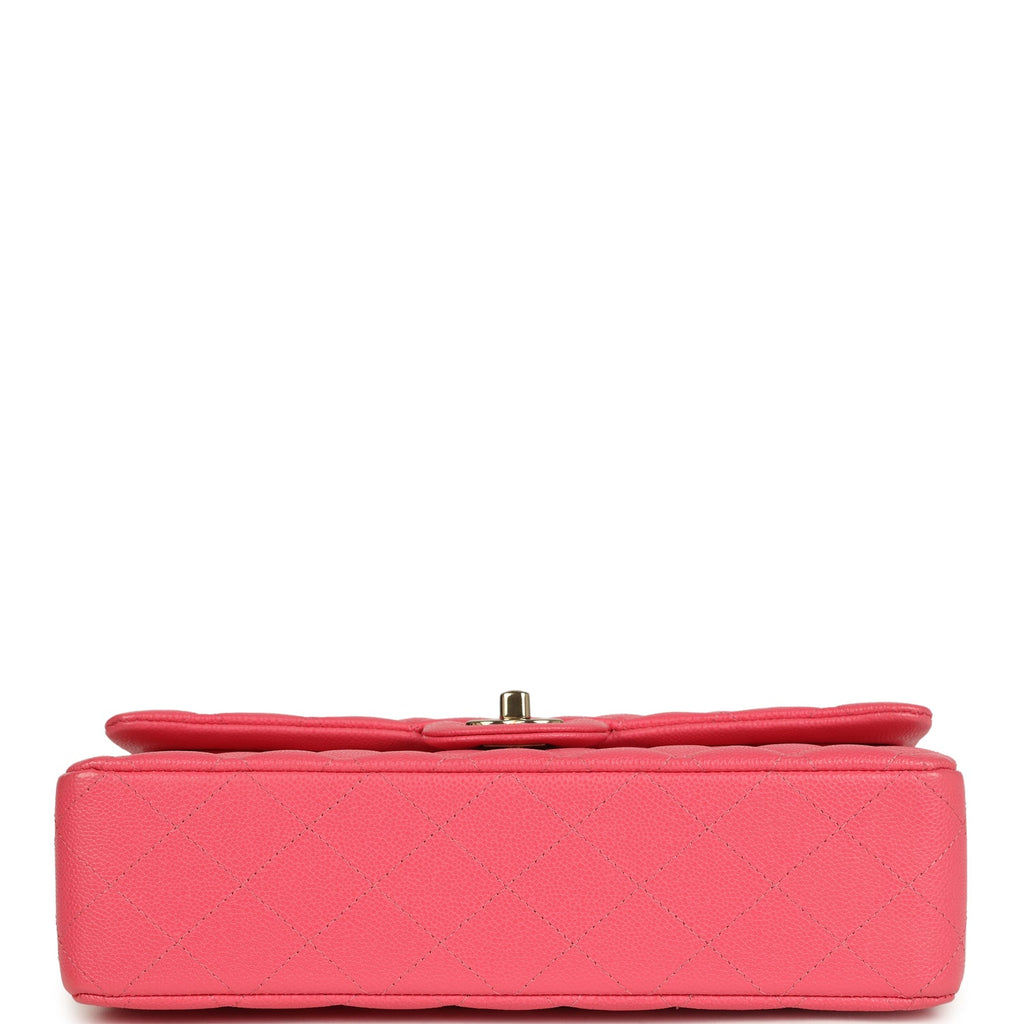 Medium Classic Double Flap Bag Dark Pink Shiny Caviar Gold Hardware