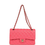 Medium Classic Double Flap Bag Dark Pink Shiny Caviar Gold Hardware