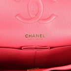 Medium Classic Double Flap Bag Dark Pink Shiny Caviar Gold Hardware