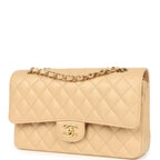 Medium Classic Double Flap Beige Clair Caviar Gold Hardware