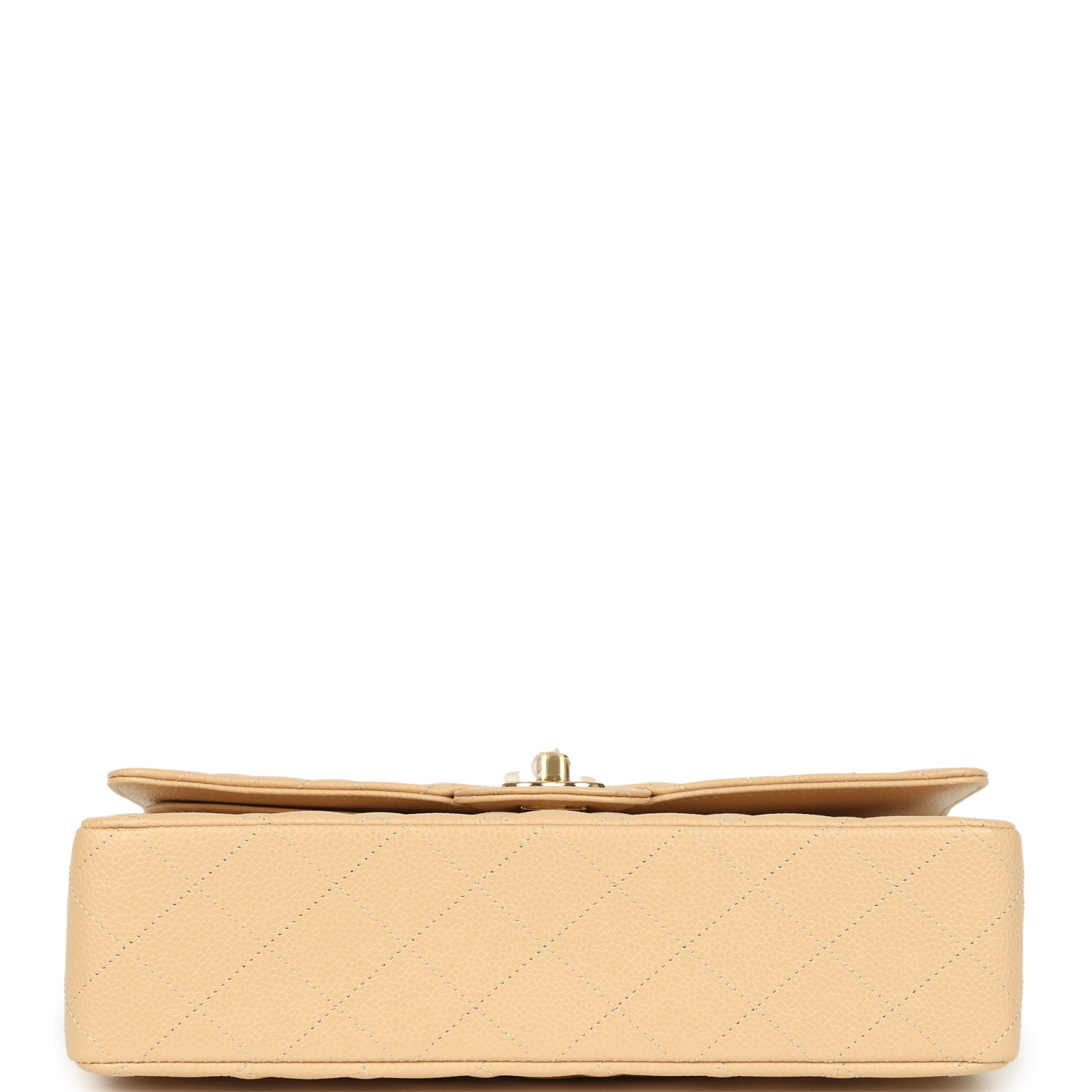 Medium Classic Double Flap Beige Clair Caviar Gold Hardware