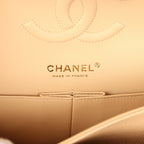 Medium Classic Double Flap Beige Clair Caviar Gold Hardware