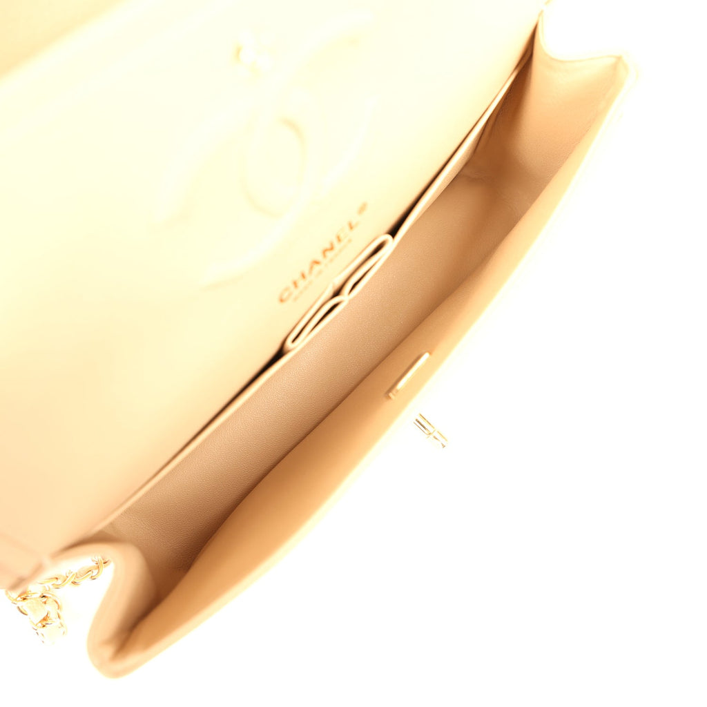 Medium Classic Double Flap Beige Clair Caviar Gold Hardware