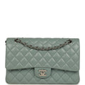 Medium Classic Double Flap Bag Blue Shiny Caviar Silver Hardware