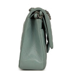 Medium Classic Double Flap Bag Blue Shiny Caviar Silver Hardware