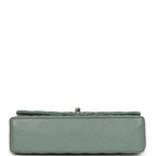 Medium Classic Double Flap Bag Blue Shiny Caviar Silver Hardware