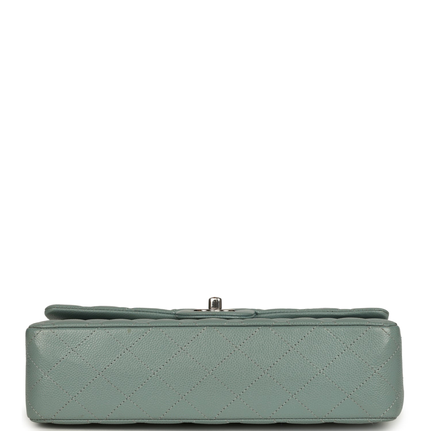 Medium Classic Double Flap Bag Blue Shiny Caviar Silver Hardware